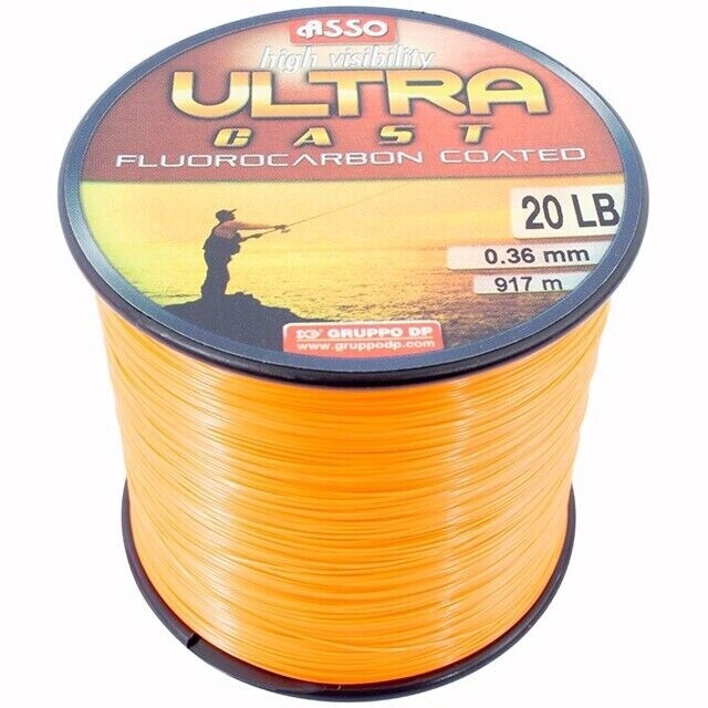 Asso Ultra Cast Orange Flurocarbon 4oz Spool, BREAKING STRAIN: 12lb 0.30mm