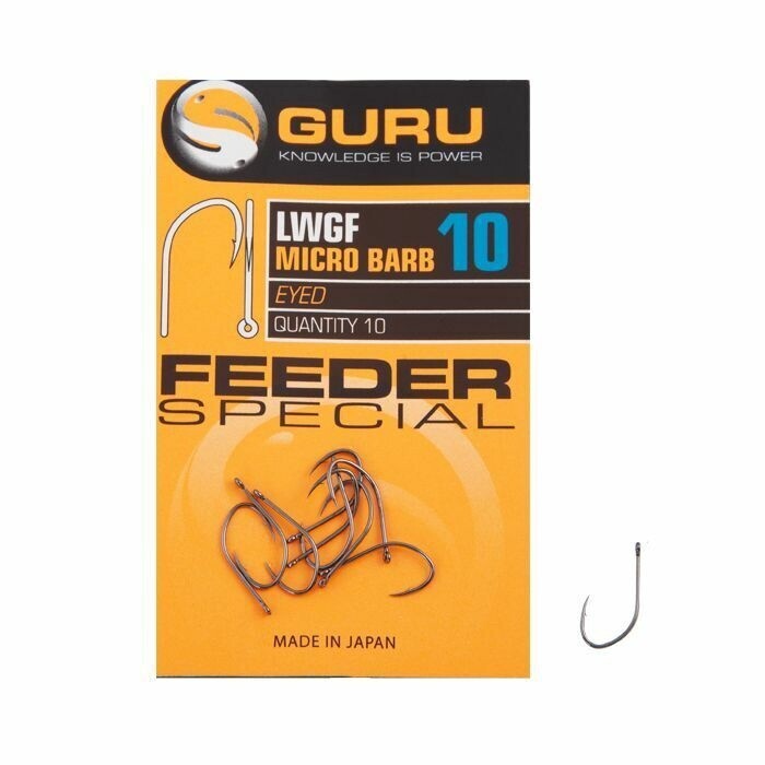 Guru LWGF Micro Barbed Eyed Hooks, Size: Size 10