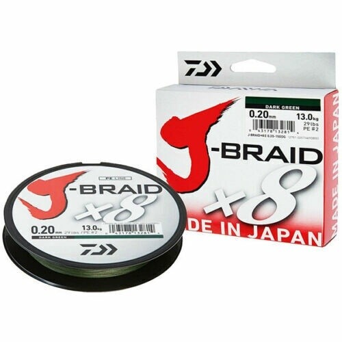 Daiwa J-Braid x8 300m Dark Green, BREAKING STRAIN: 18lb