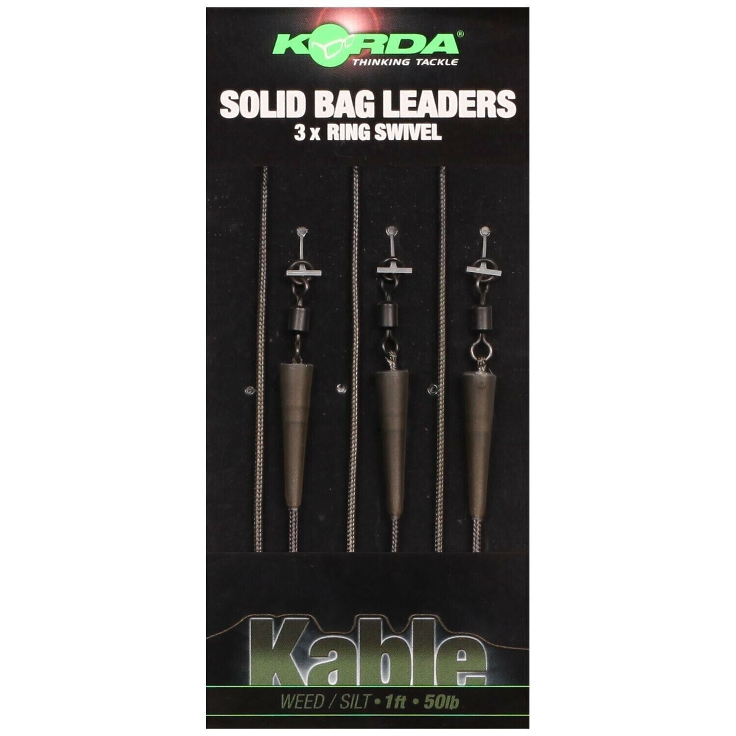 Korda Kable Solid Bag Leader Ring Swivel Weed Silt