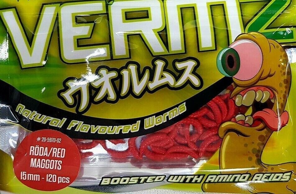 Fladen Vermz 15mm Fake Maggots, Colour: Red