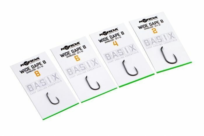 Korda Basix Wide Gape Hooks, HOOK: Micro Barbed, Size: 8