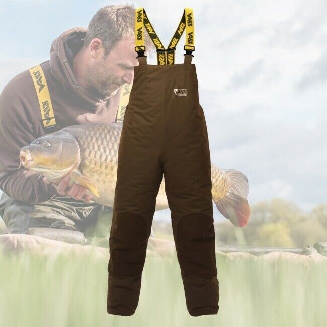 Vass 175 Winter Khaki Bib &amp; Braces * Waterproof Winter Fishing Clothing, Size: SMALL