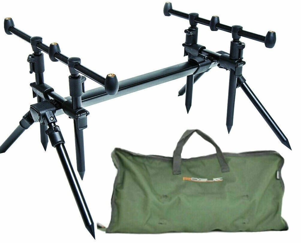 Rod Pod Support pour 3 cannes à pêche en aluminium avec sac Rod Pod Support pour 3 cannes à pêche en aluminium avec sac