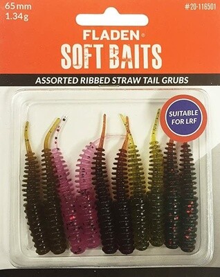 FLADEN ASSORTED RIBBED STRAW TAIL GRUBS 6.5CM