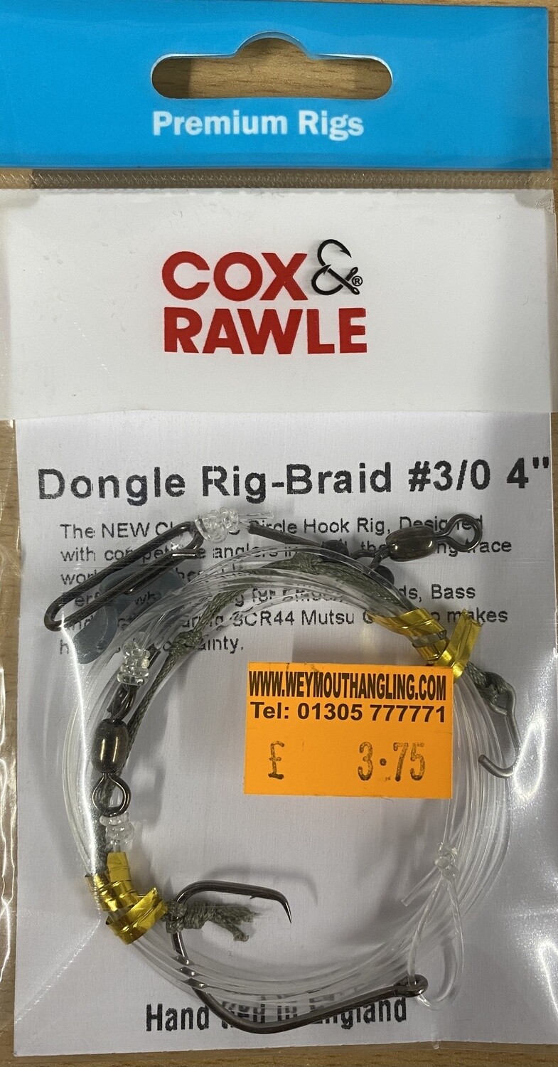 Cox &amp; Rawle DONGLE BRAID RIG 4&quot;, Size: 3/0