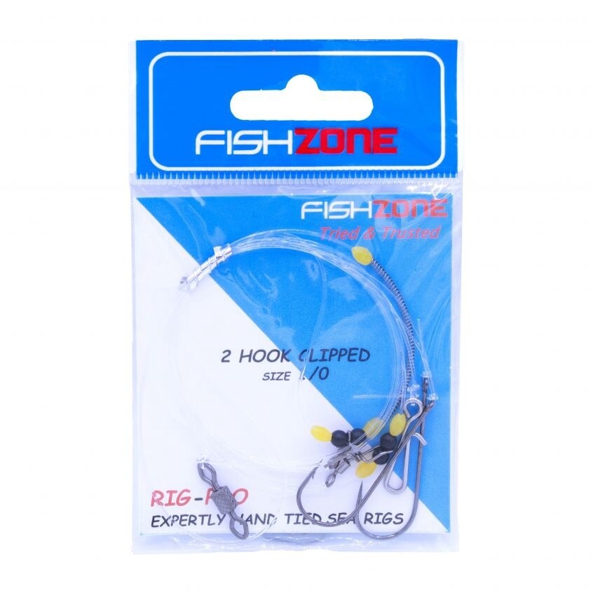 Fishzone 2 Hook Clipped Rig, Size: 1