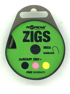 Korda x3 Ready Zig Barbless, Size: 6ft size 10