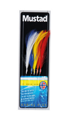 MUSTAD 5 Hook Multi Colour Feather 3/0