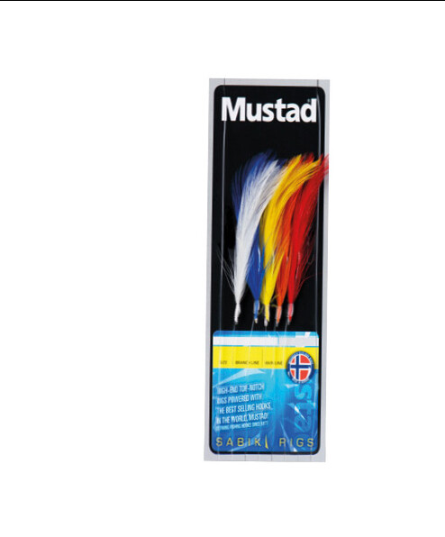 MUSTAD 5 HOOK MULTI COLOUR FEATHER 1/0