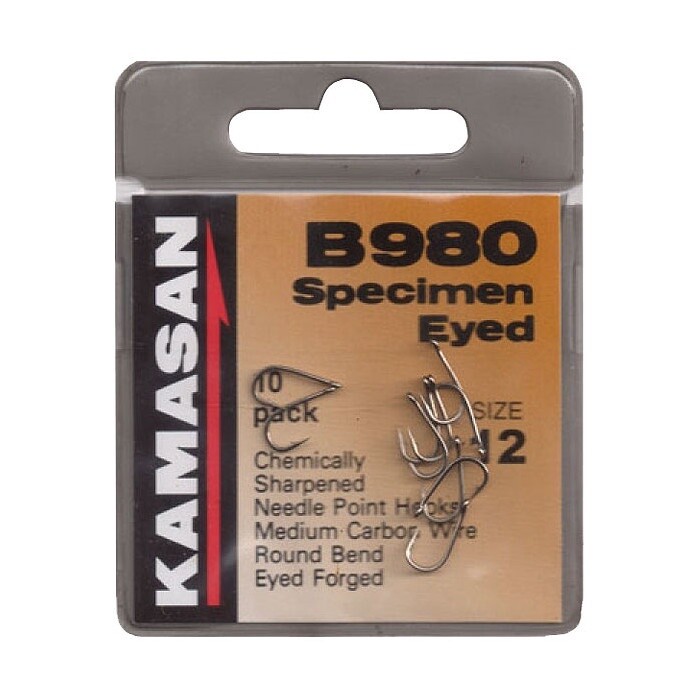 Kamasan B980 Specimen Eyed Fishing Hooks, Size: 2