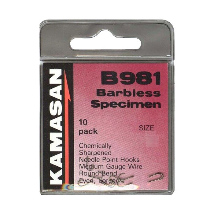 Kamasan B981 Specimen Eyed Fishing Hooks, Size: 4