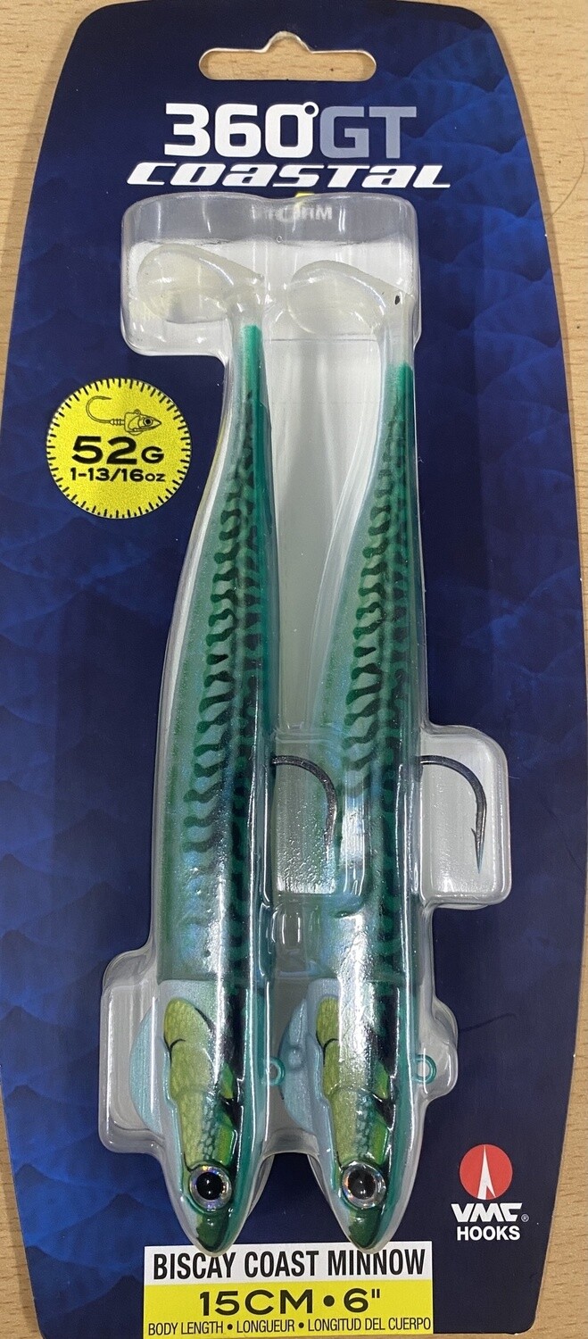 Biscay Coast Minnow 52g Jighead Weight 15cm, Colour: Green Mackerel