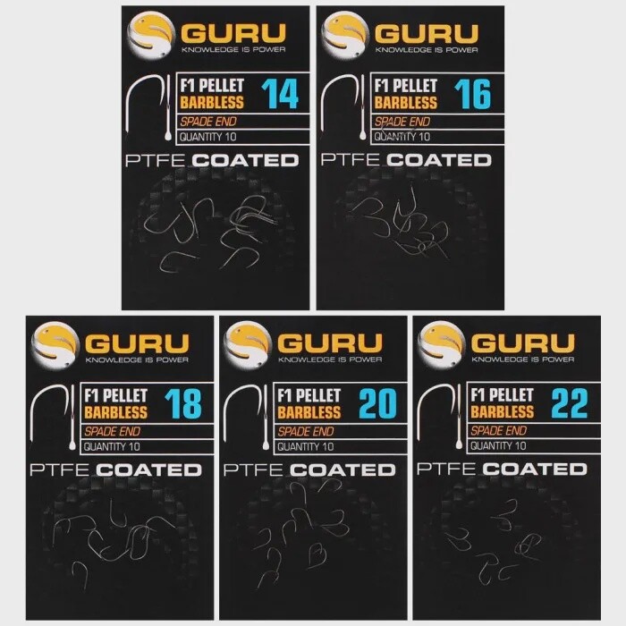 Guru F1 Pellet Barbless Spade End, Size: 14