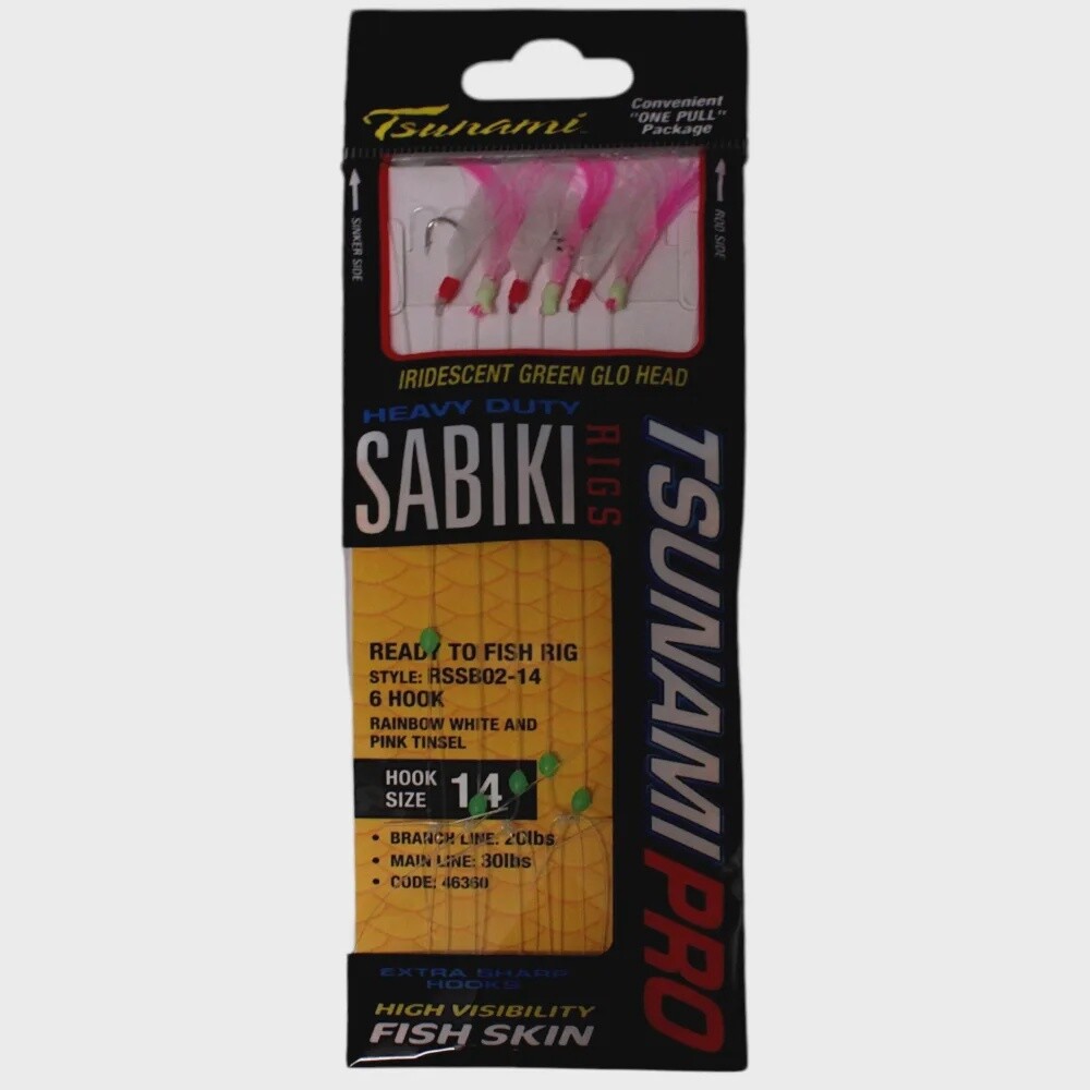 TSUNAMI PRO  SABIKI RAINBOW WHITE/PINK TINSEL SZ 14