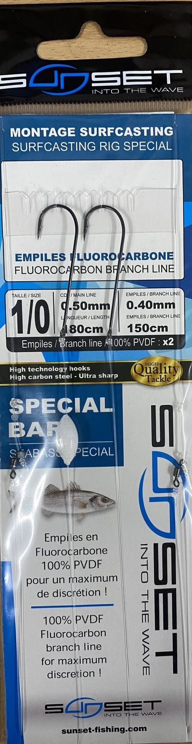 Sunset Surfcasting Special Bar Rig  1/0 Two Hook (Bass)