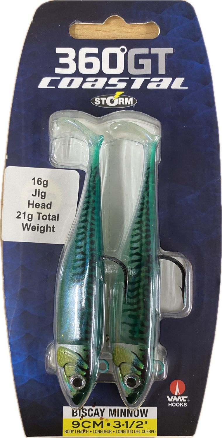 Storm Biscay Minnow 9cm 16g Jighead 21g (Total Weight), Colour: Green Mackerel