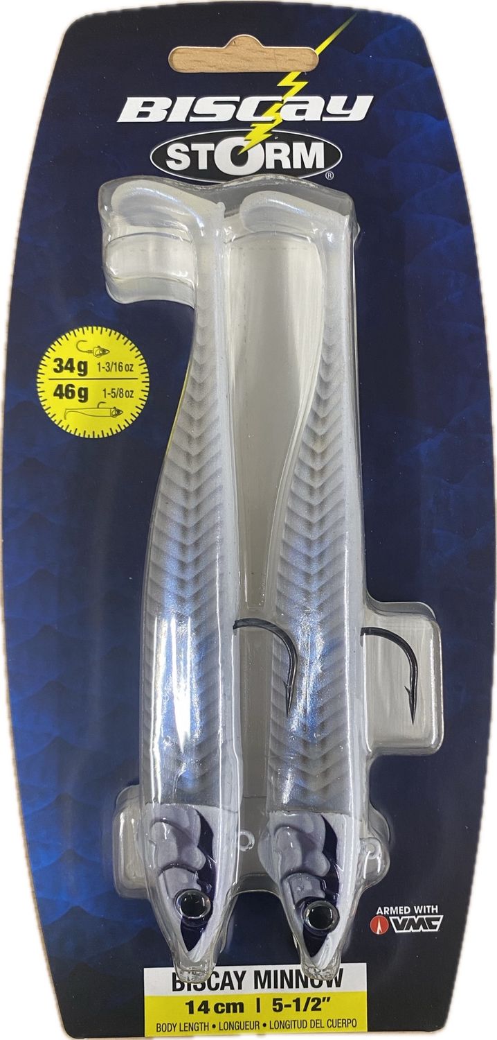 Storm Biscay Minnow 14cm 34g Jighead 46g (Total Weight), Colour: White Pearl