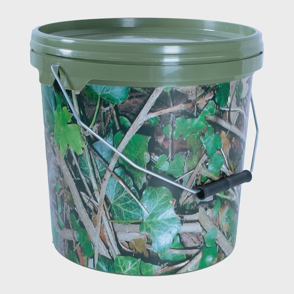 ROUND CAMO BUCKET &amp; LID 10 LITRE