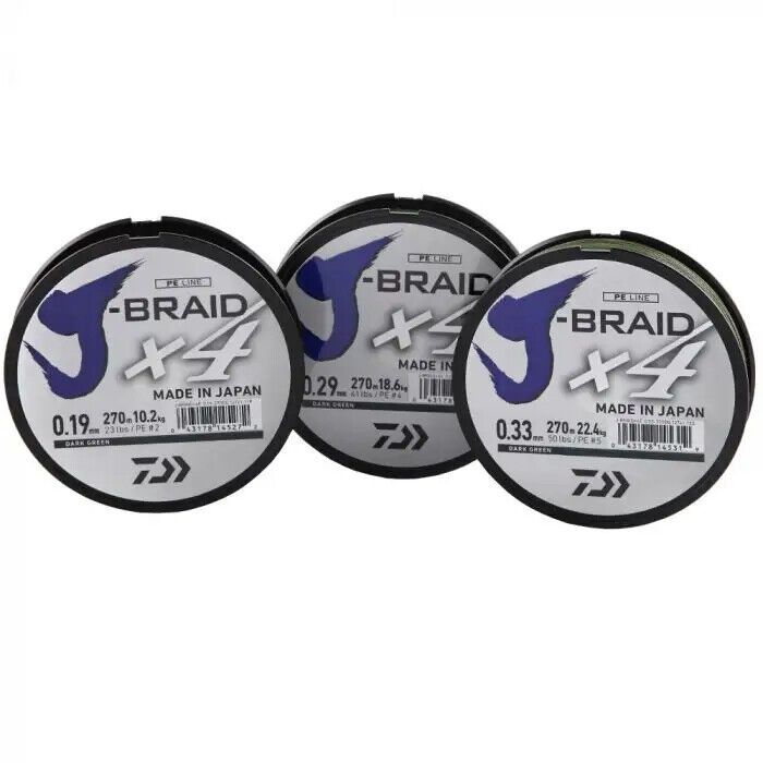 Daiwa J-Braid x4 135m, BREAKING STRAIN: 32LB 0.25MM