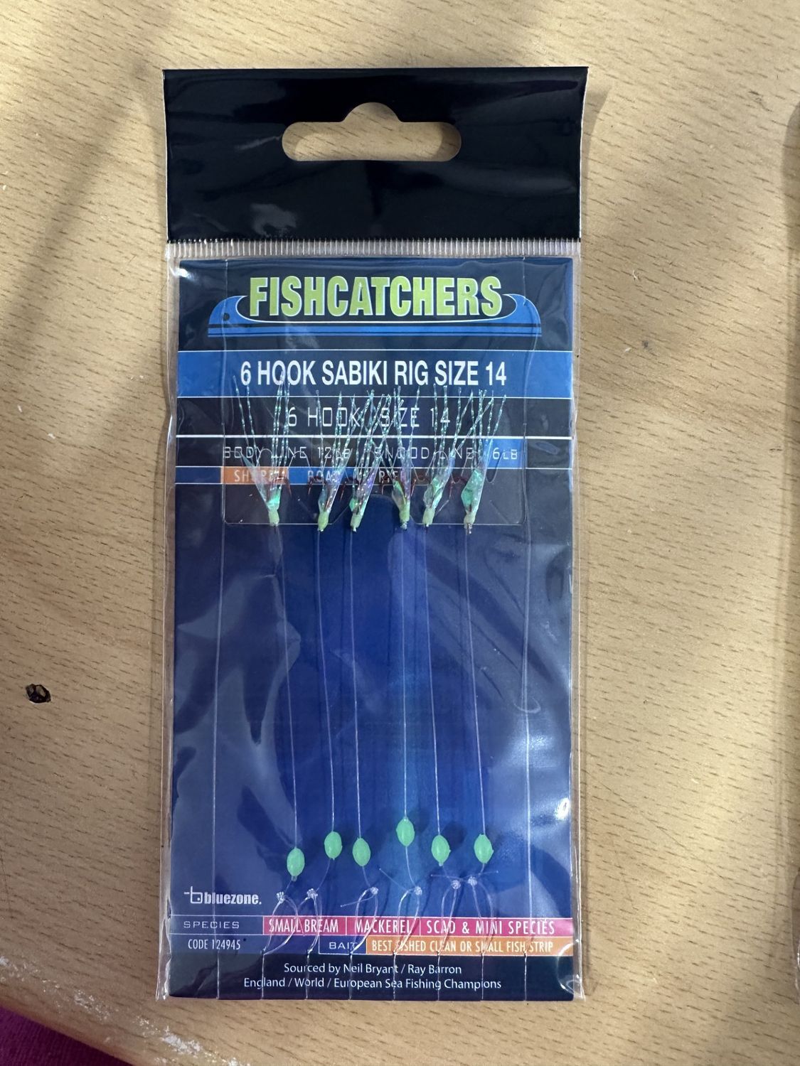 Fishcatchers 6 Hook Sabiki rig size 14, Colour: Glow head
