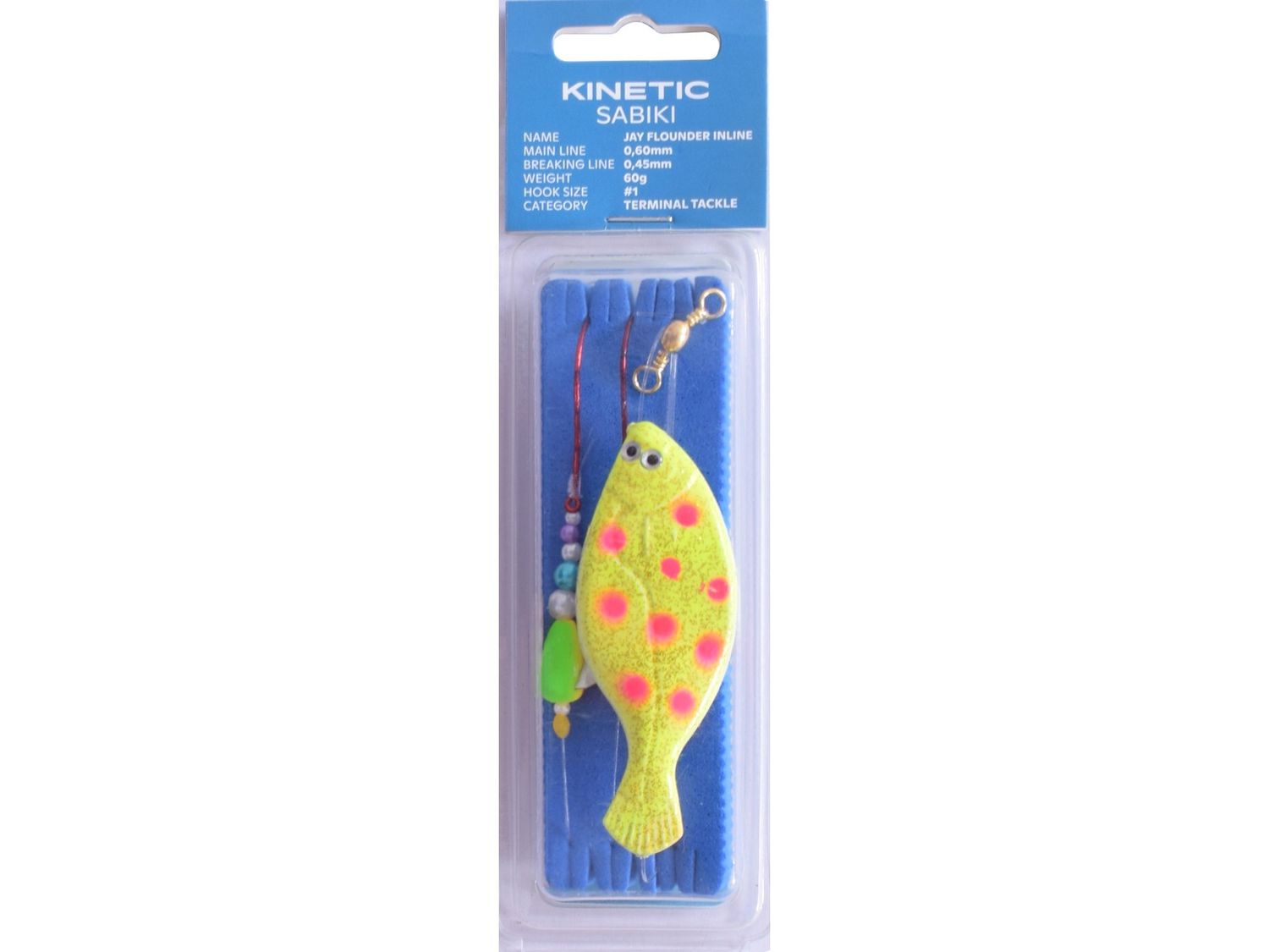 Kinetic Sabiki Jay Flounder Inline 120g #1 110cm Yellow/Orange Dots
