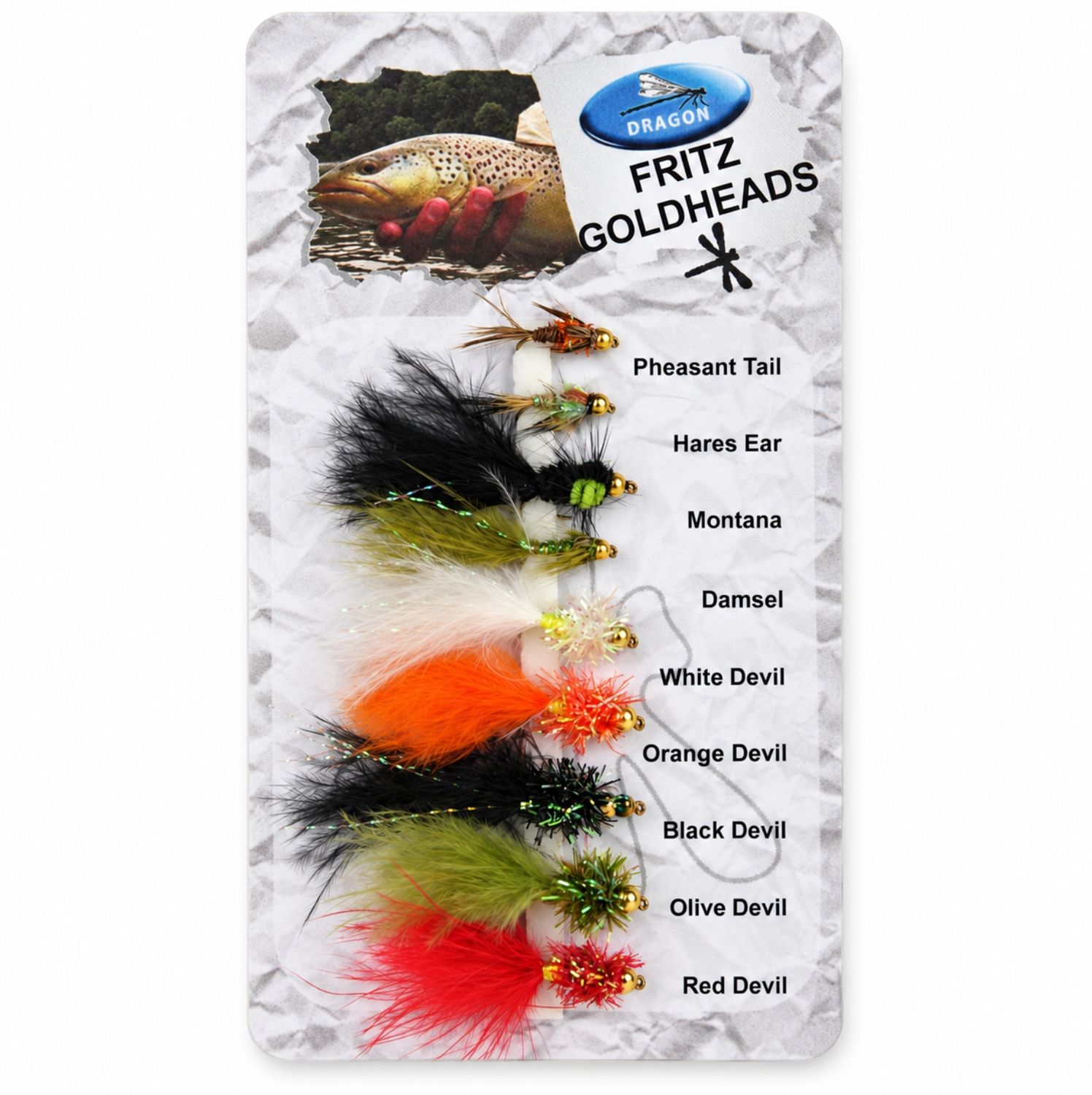Dragon Fritz Goldheads Trout Fishing Fly Selection 9 Pack