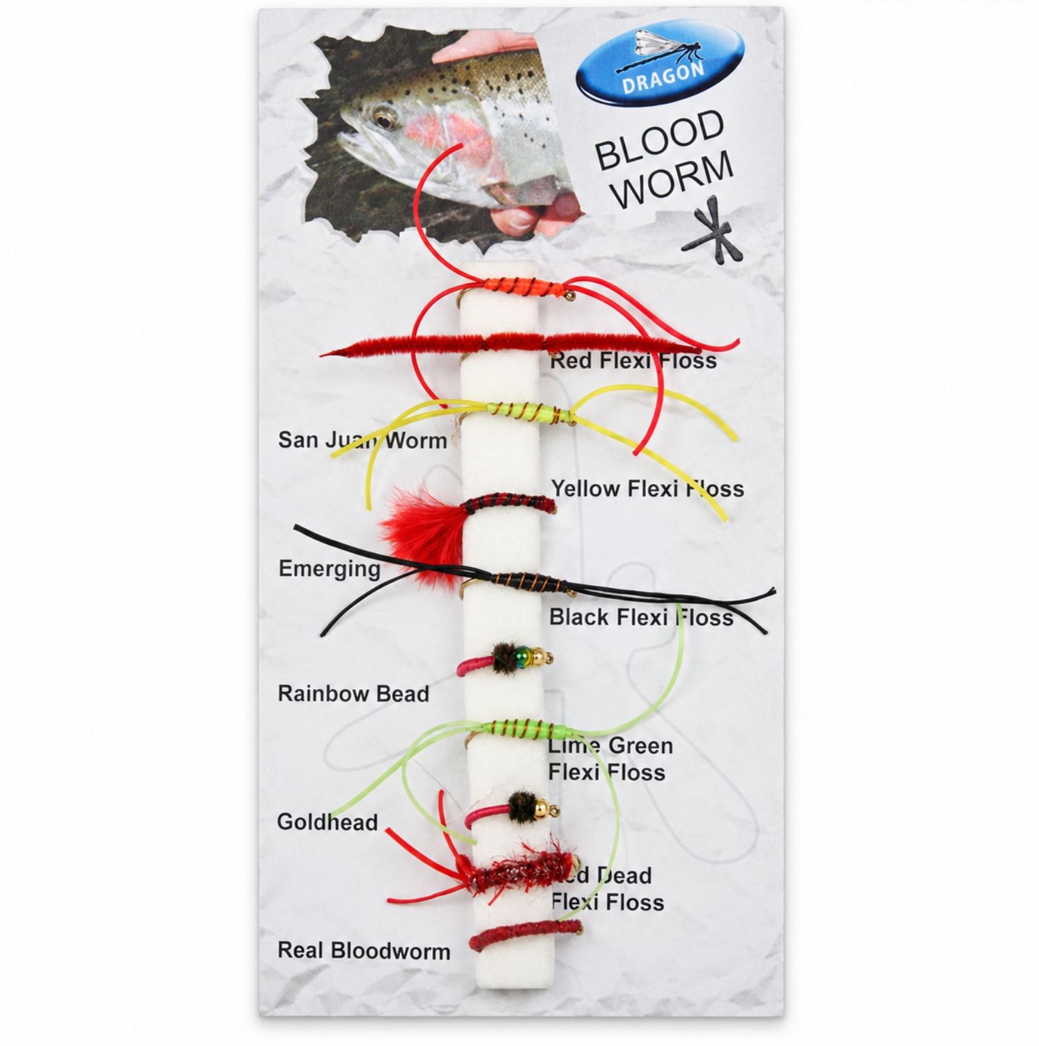 Dragon Bloodworm Trout Fishing Fly Selection 10 Pack