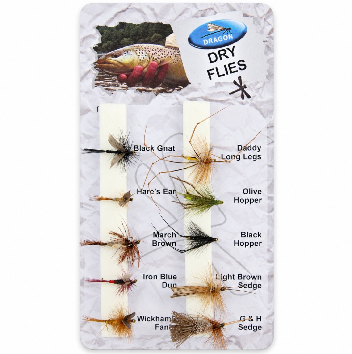 Dragon Dry Fly Selection for Trout Fishing 10 Pack garryevans.co.uk