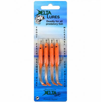 Delta Eels Orange Sea Fishing Lures 65mm 4 Pack