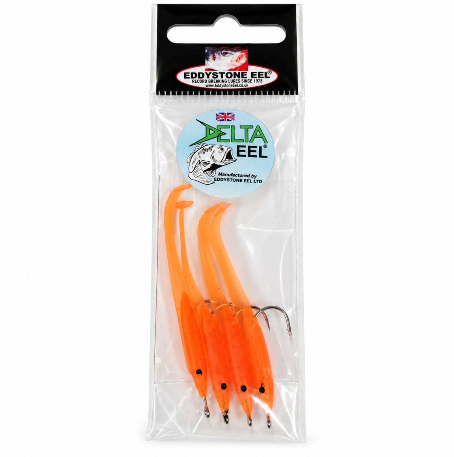 Delta Eels Orange Sea Fishing Lures 50mm 4 Pack weymouthangling.com