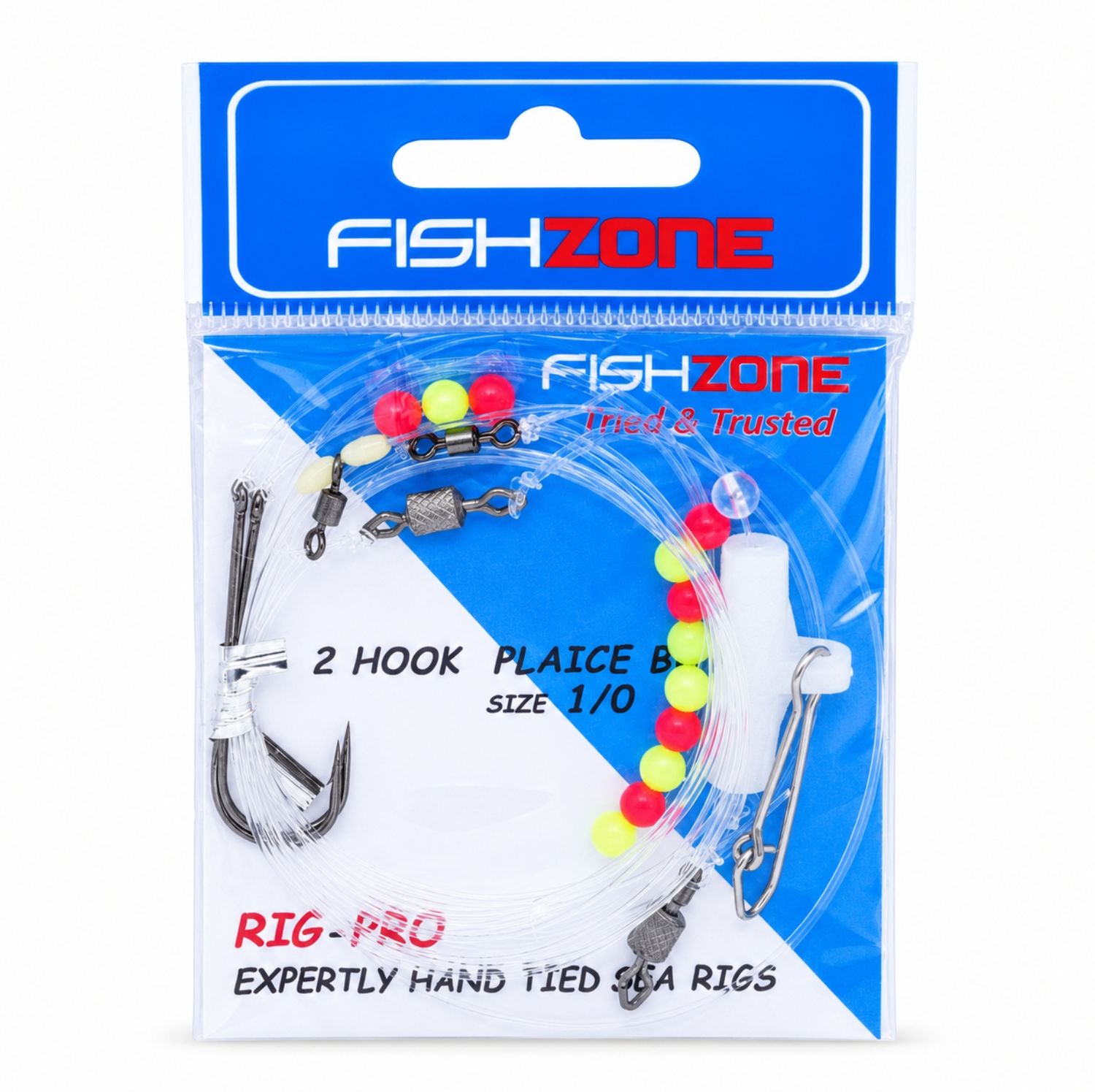 Fishzone 2 Hook Plaice Ready Tied Boat Fishing Rig 1/0