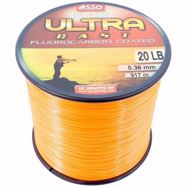Asso Ultra Cast Orange Flurocarbon 4oz Spool, BREAKING STRAIN: 12lb 0.30mm