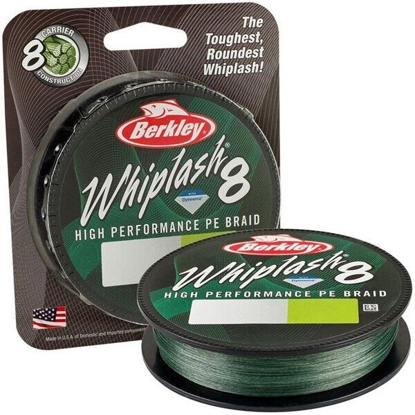 BERKLEY WHIPLASH 8 MOSS GREEN 270M-300M, BREAKING STRAIN: 28LB 0.08MM 300M