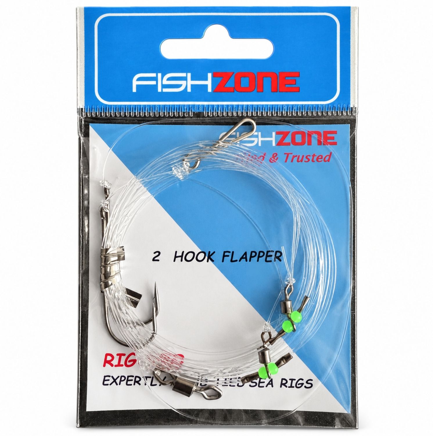 Fishzone 2 Hook Flapper Ready Tied Sea Fishing Rig, Size: 3/0