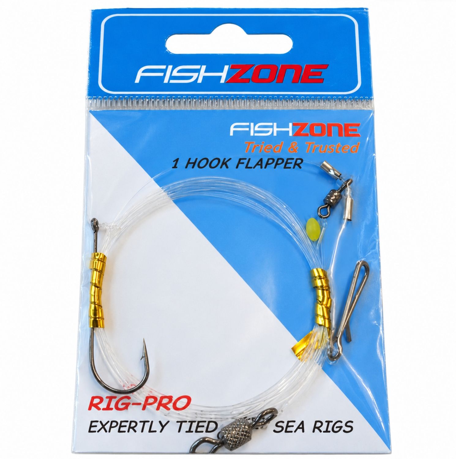 Fishzone 1 Hook Flapper Ready Tied Sea Fishing Rig, Size: 1/0