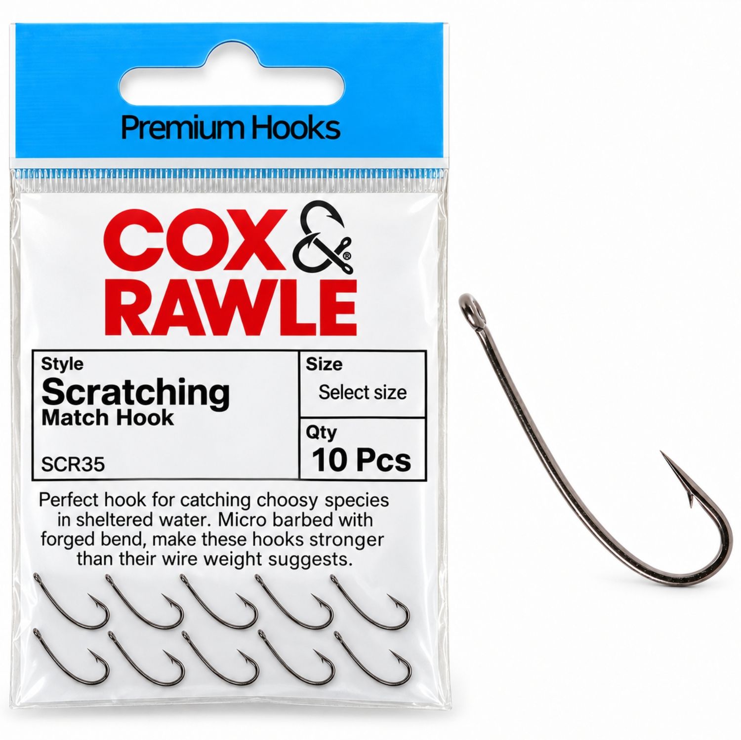 Cox &amp; Rawle Scratching Match Sea Fishing Hooks, Size: 12