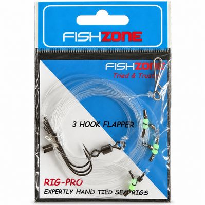 Fishzone 3 Hook Flapper Ready Tied Sea Fishing Rig