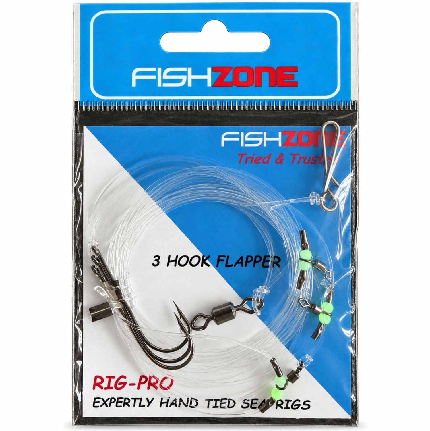 Fishzone 3 Hook Flapper Ready Tied Sea Fishing Rig, Size: 2