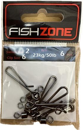 Fishzone Rolling Swivel Clips for Sea Fishing 6 Pack, Size: Clip size 6
