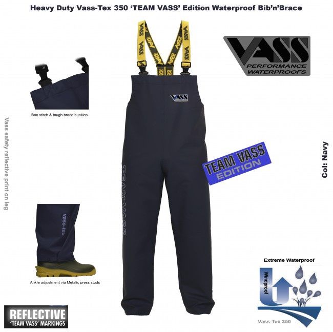 Vass Team 350 Series Bib/Brace Royal Navy, size.: Medium