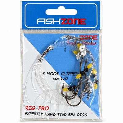 Fishzone 3 Hook Clipped Ready Tied Sea Fishing Rig 1/0