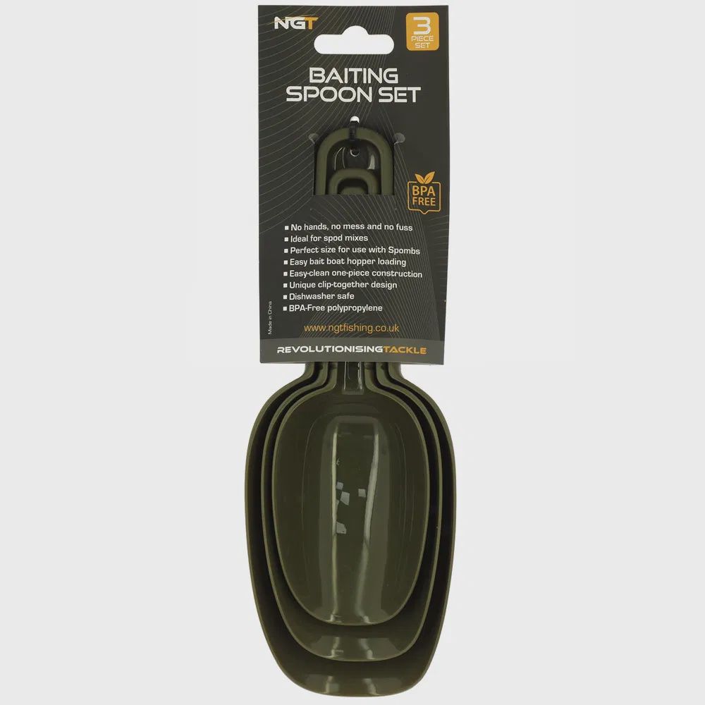 NGT 3pc Baiting Spoon Set- Ideal for PVA Bags, Spod Mix and Bait Launchers