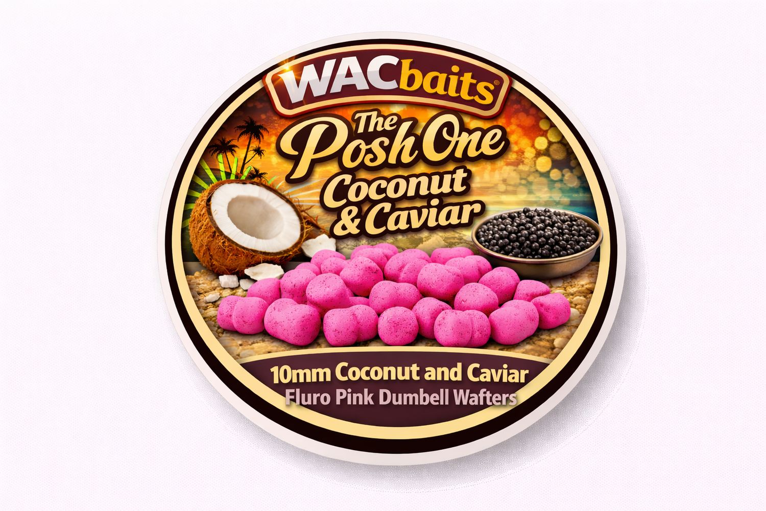 WAC Baits – The Posh One 10mm Fluro Pink Dumbell Wafters (Coconut &amp; Caviar)
