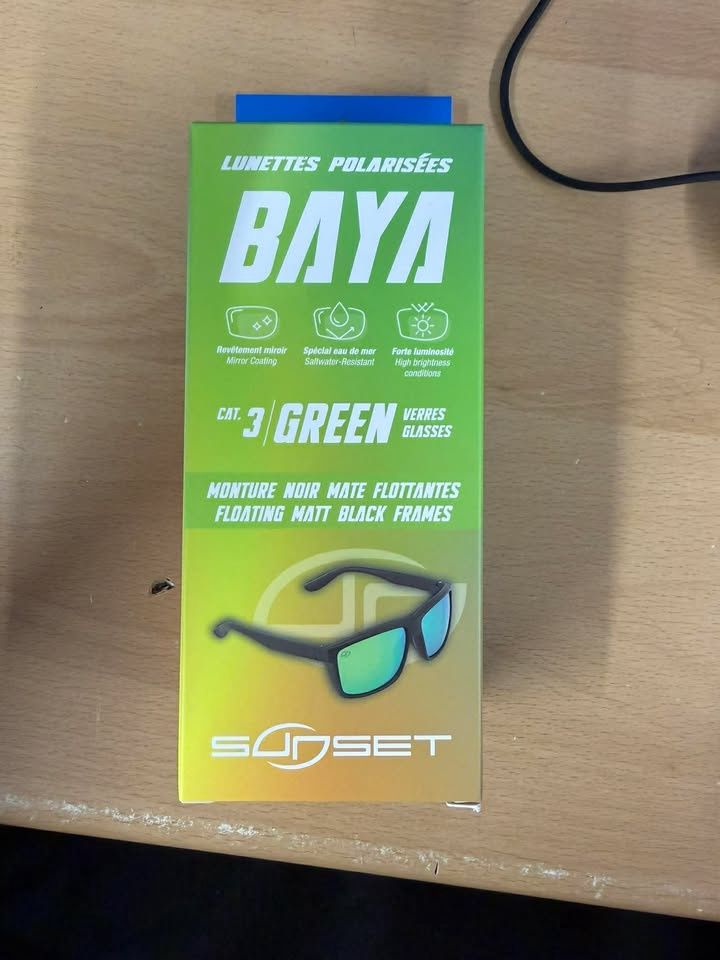 Sunset Polarised Fishing Sunglasses – Floating Frames | Cat 3 UV Protection, Colour: BAYA Green