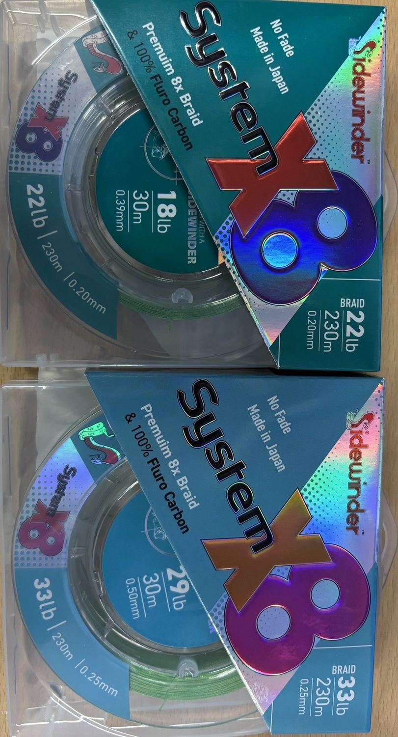 Sidewinder System X8 Braid with Fluorocarbon Leader