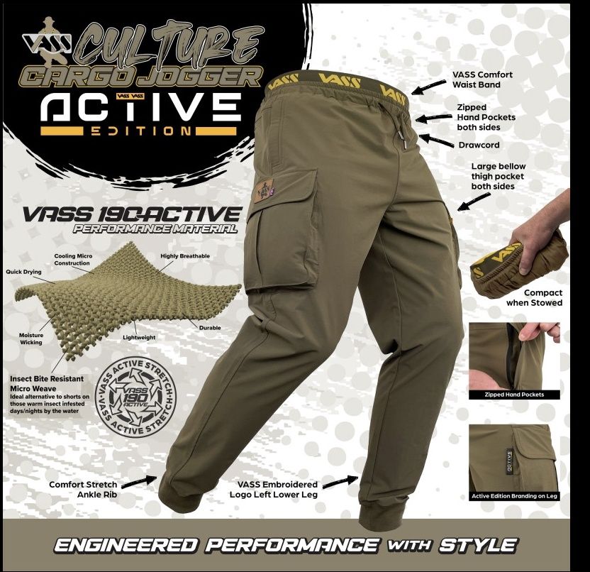 Vass Culture Fishing Cargo Jogger Active Edition Khaki, size.: Medium