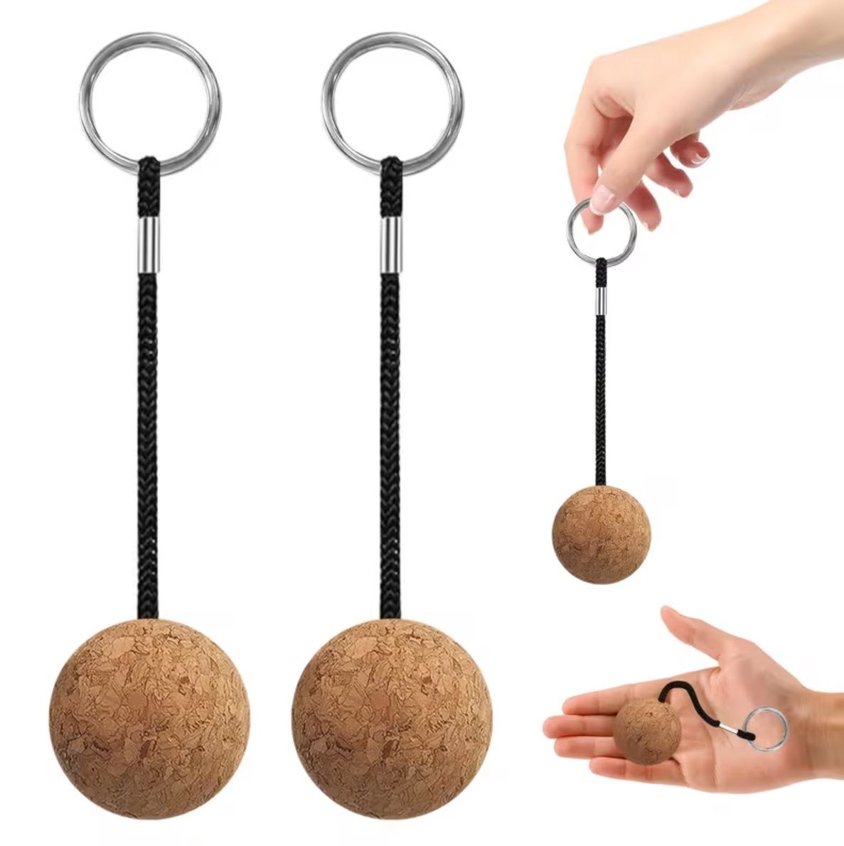 1pcs Floating Cork Ball Keyring Float Keychain for Kayaking Boating Fishing Kite Surfing Sailing Kayak