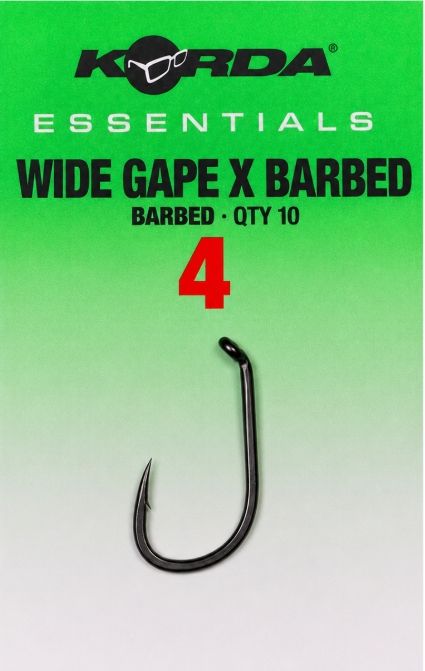 Korda Essentials Wide Gape X Micro Barbed Hooks, Size: 4