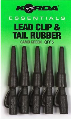 Korda Essentials Lead Clips and Tail Rubbers Camo Green